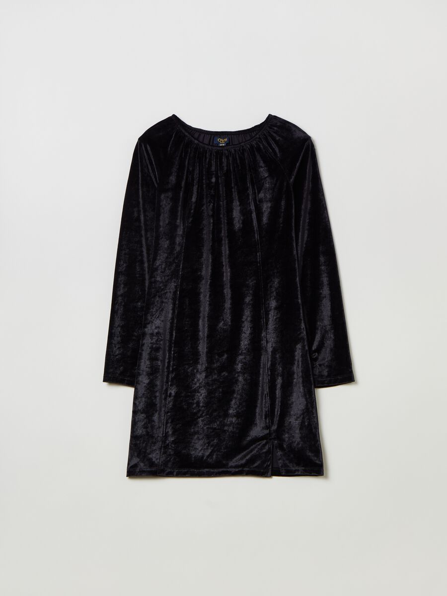 Short dress in velvet with split_0