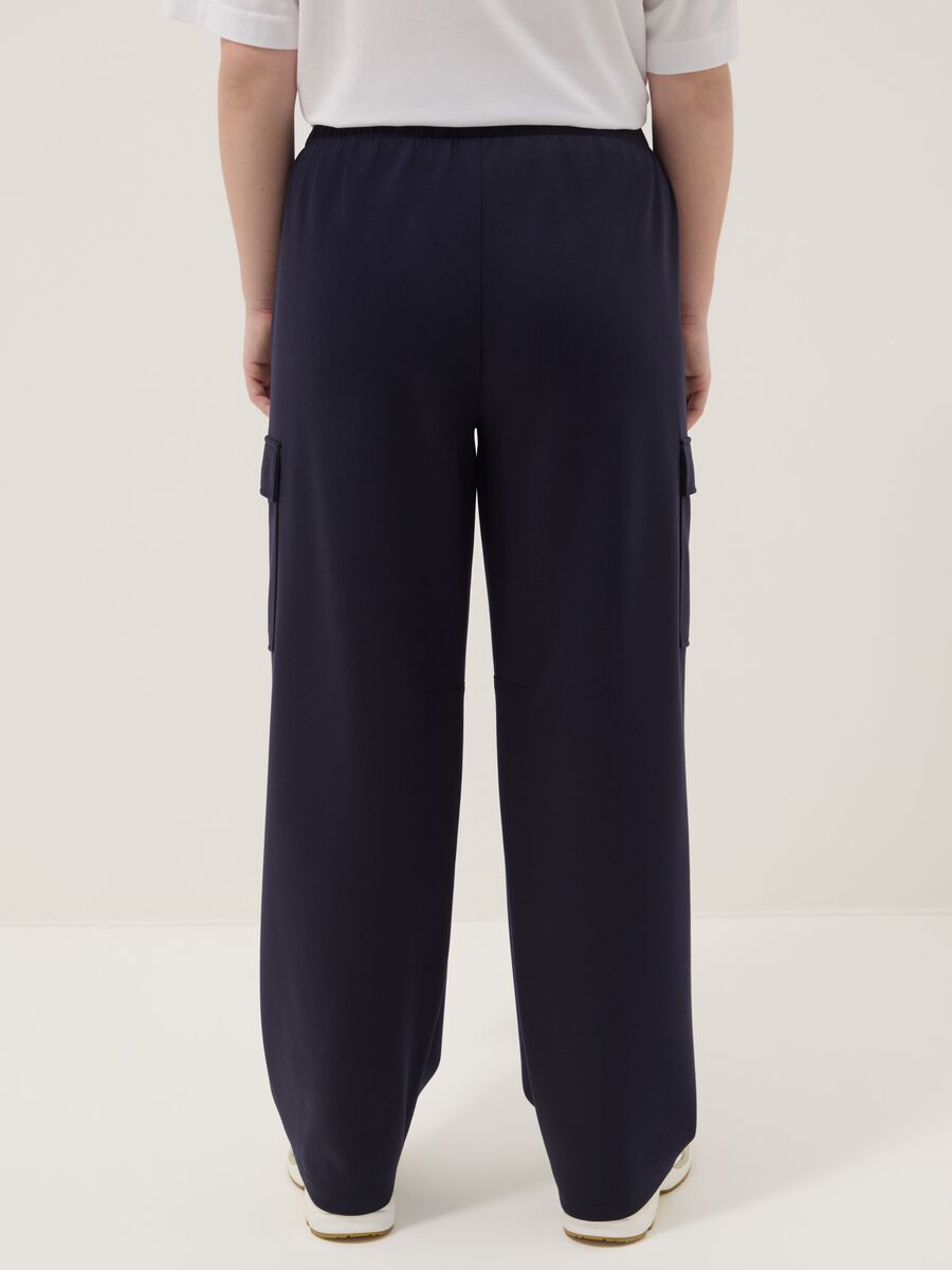 Blue Stretch Viscose Cargo Trousers Regular Fit_2