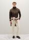 Regular fit brown turtleneck jumper with jacquard pattern_0
