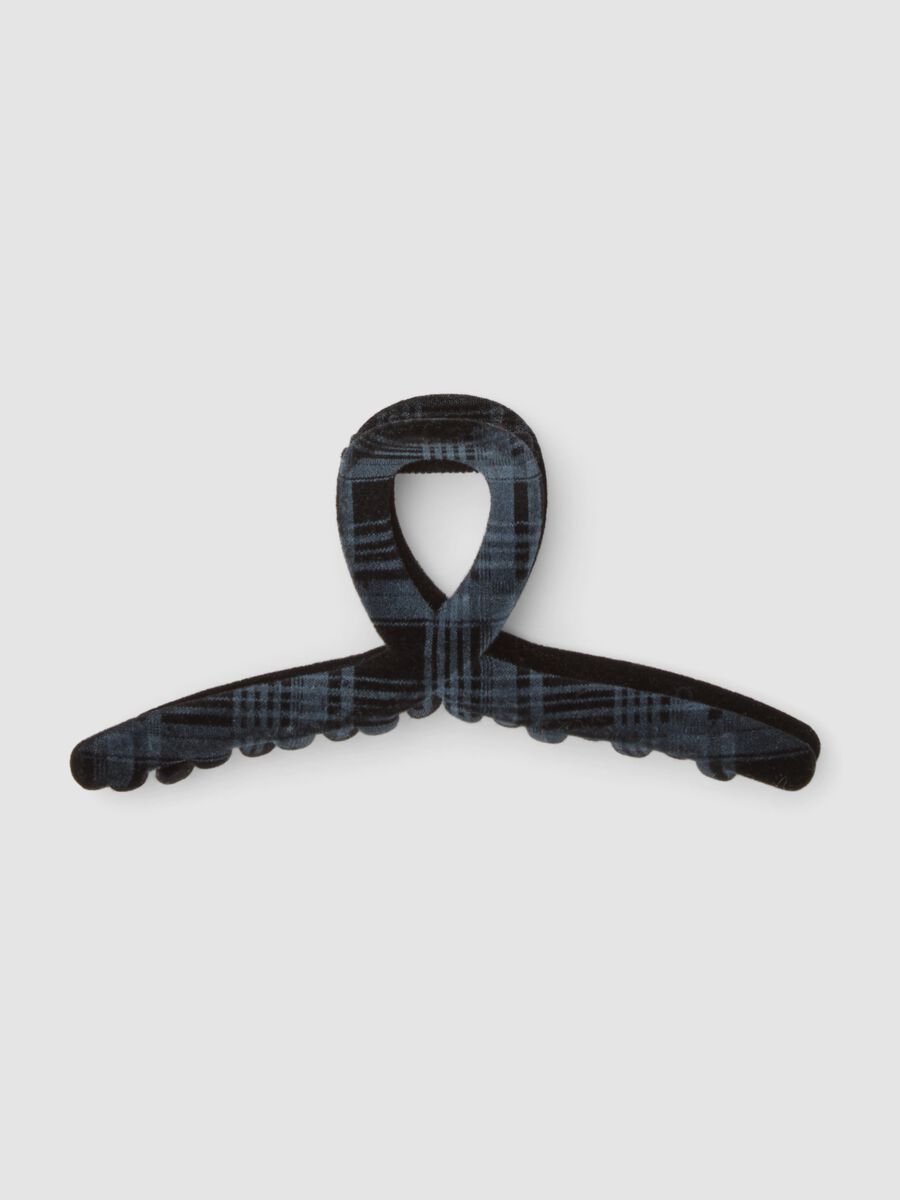 Blue tartan hair claw clip_0