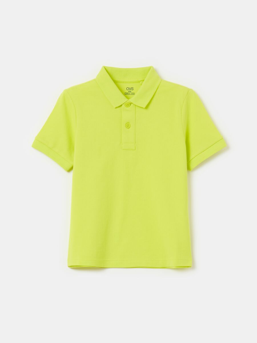 Solid colour cotton piquet polo shirt_0
