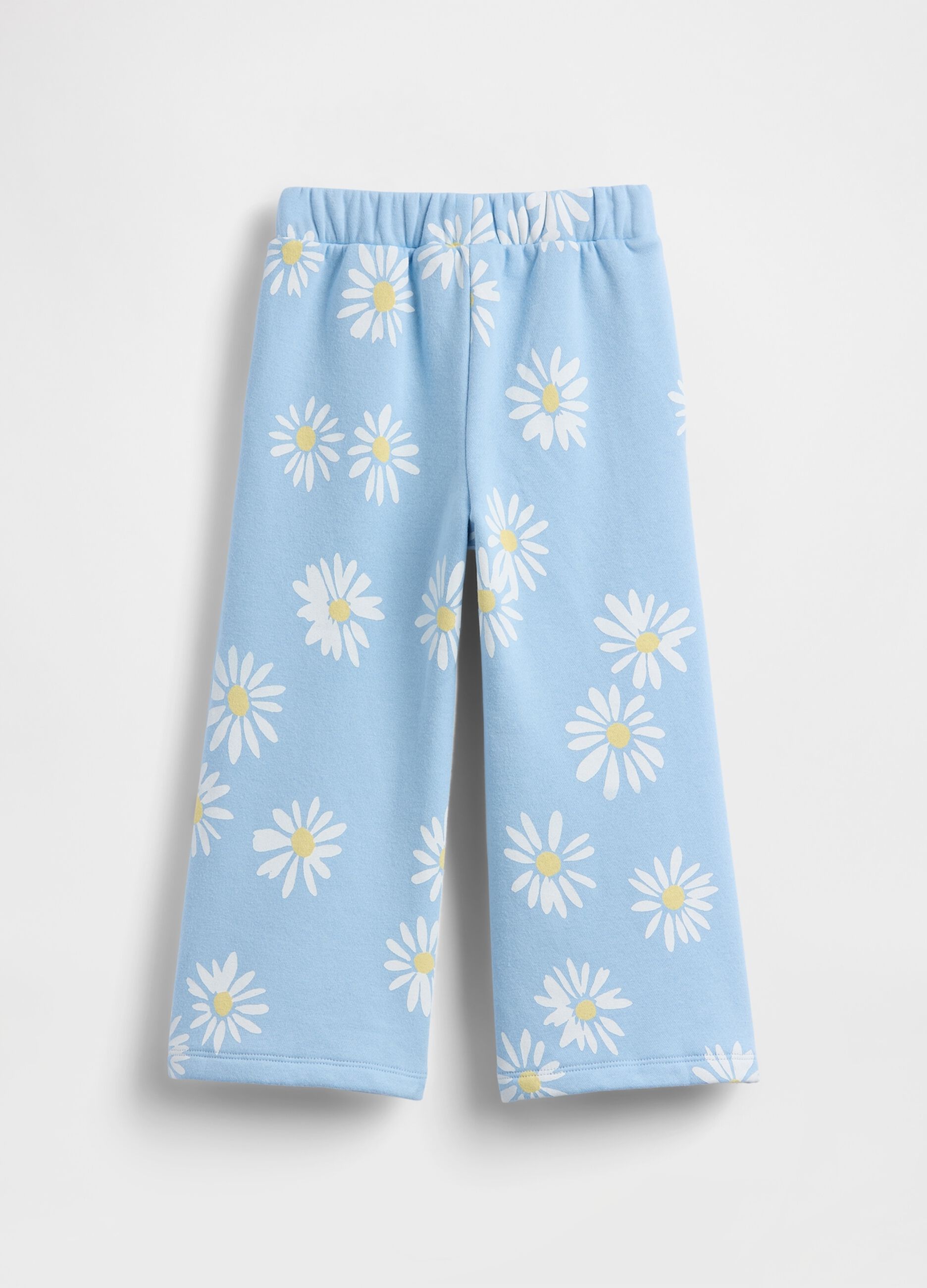 Multicolour cotton blend baby trousers with floral patterns