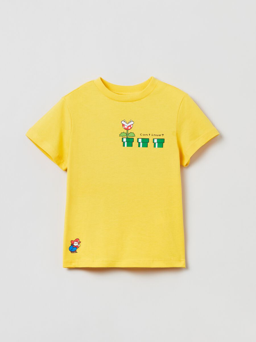 Camiseta de algodón con estampado de Super Mario_0