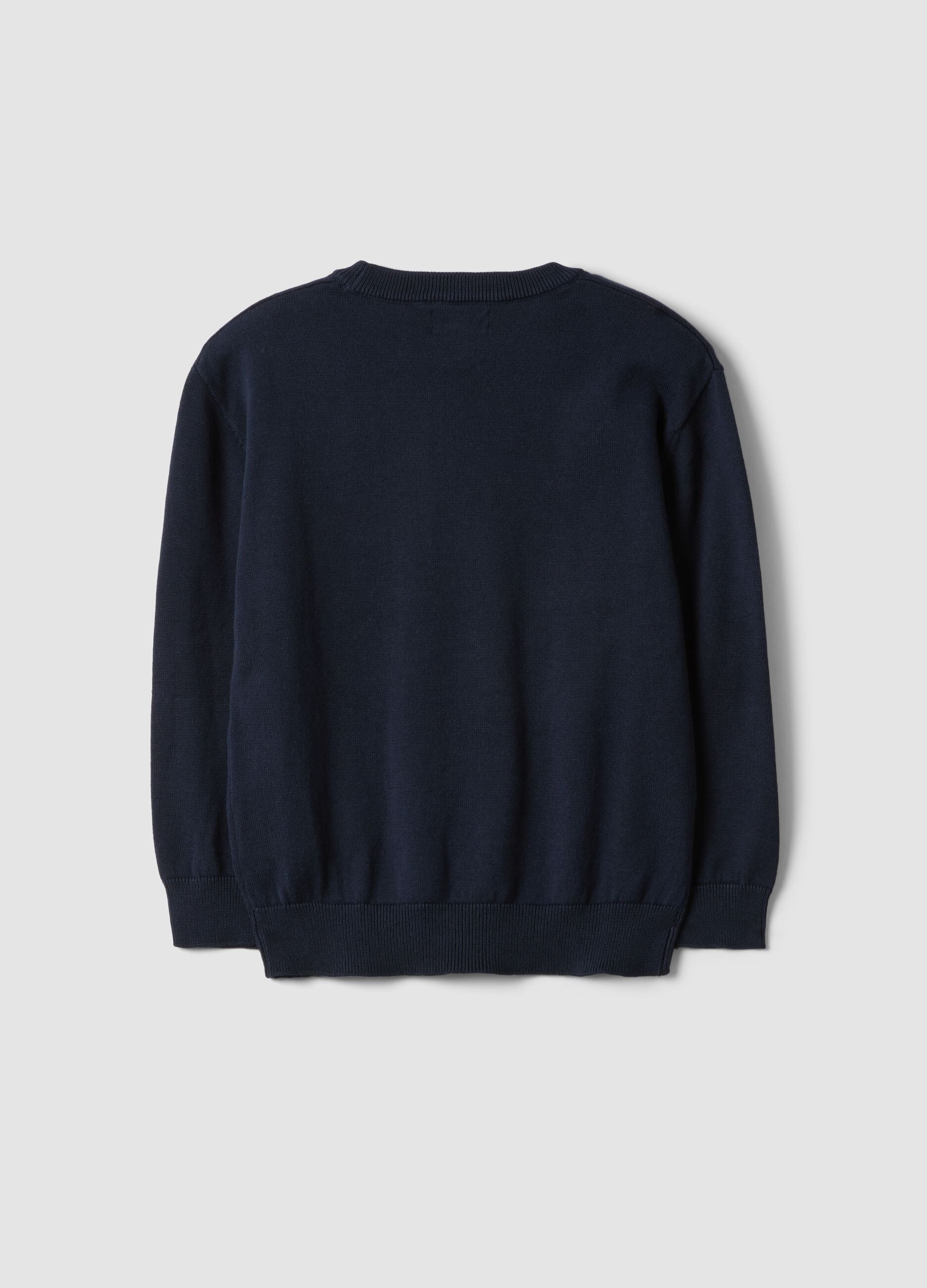 Blue pure cotton crew-neck oversized fit jumper for boys