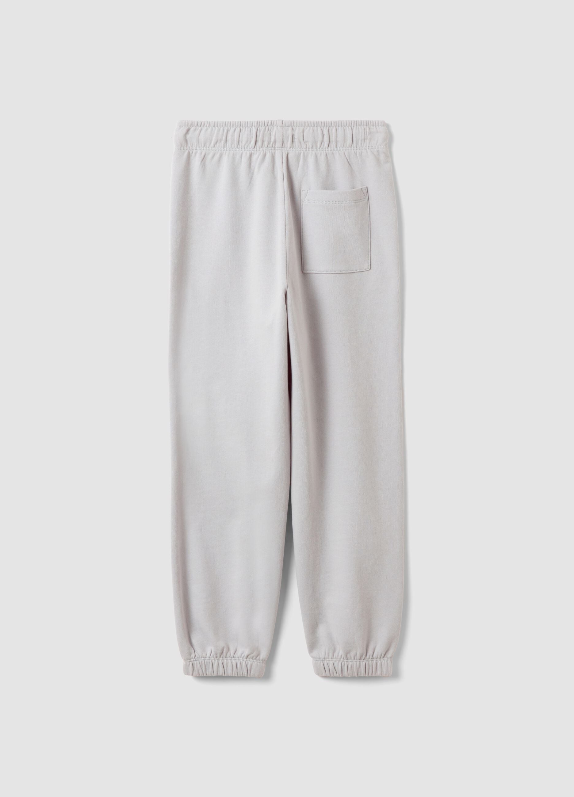 Grey pure organic cotton jogger trousers for boys, relaxed fit