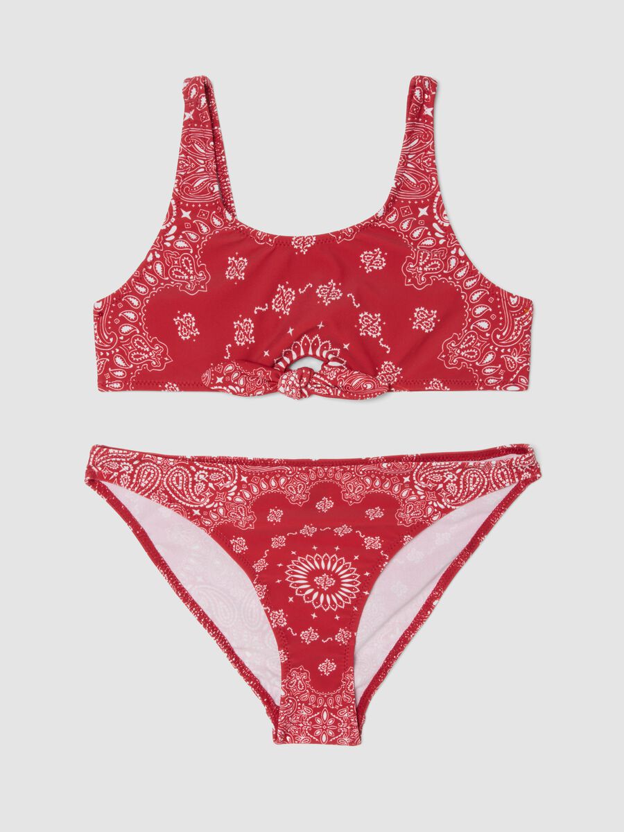 Girls&rsquo; red stretch bikini with paisley print_0