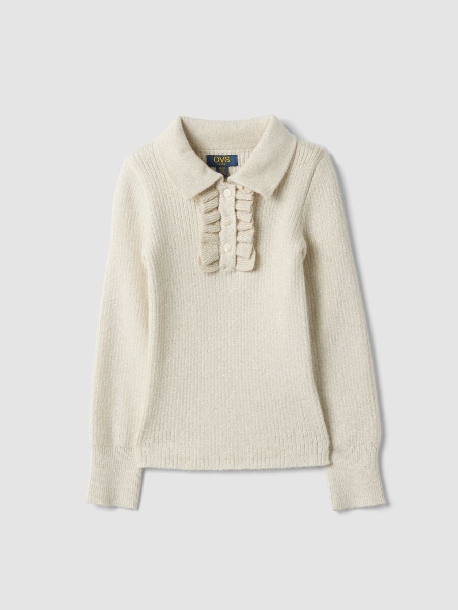 Girls&rsquo; white ribbed viscose-blend top_0