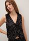 Black regular fit waistcoat with sequins_0