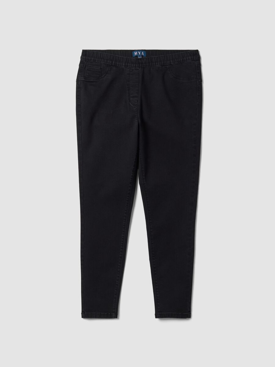 Schwarze Skinny-Jeggings aus elastischer Baumwolle und Viskose_4