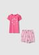 Short pink pure cotton baby girl's pyjamas with designs_0