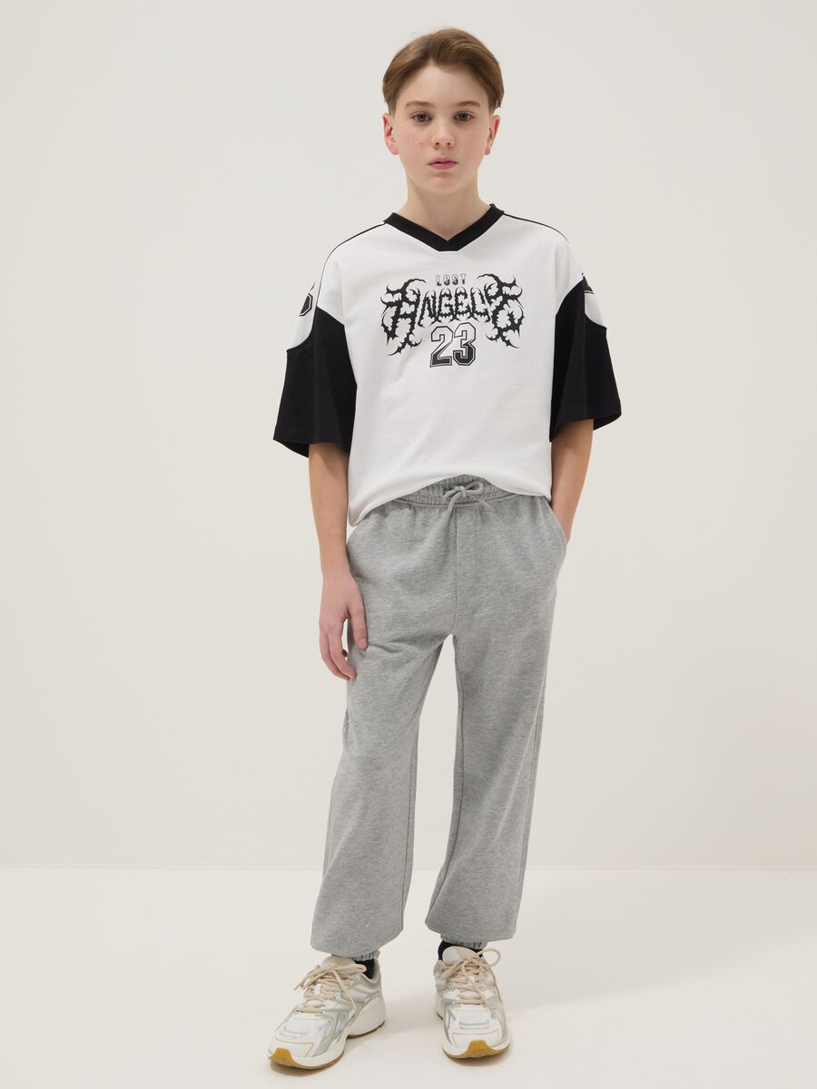Boys' Regular Fit Grey Cotton and Viscose Blend Jogger Trousers_0