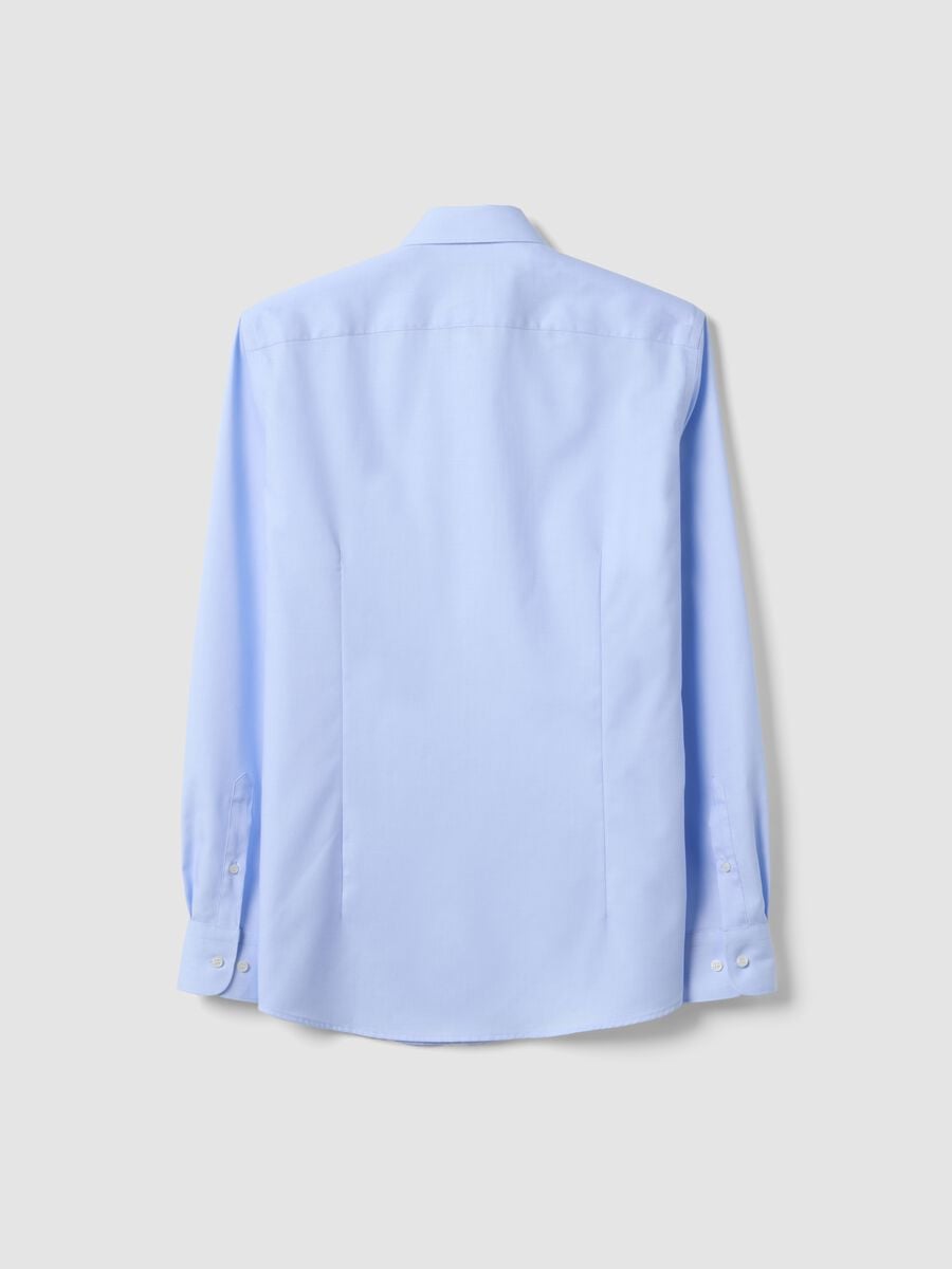 Light blue pure cotton shirt with classic collar, slim fit, non-iron_1
