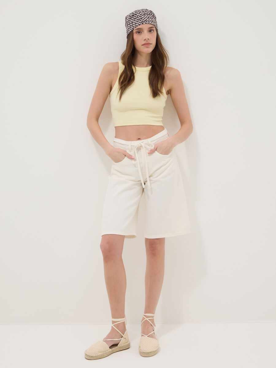 Gelbes Cropped Tanktop aus Stretch-Baumwolle_2