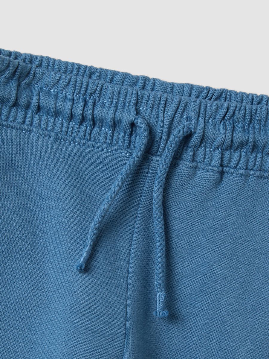 Blue pure cotton jogger trousers with teddy bear print_3