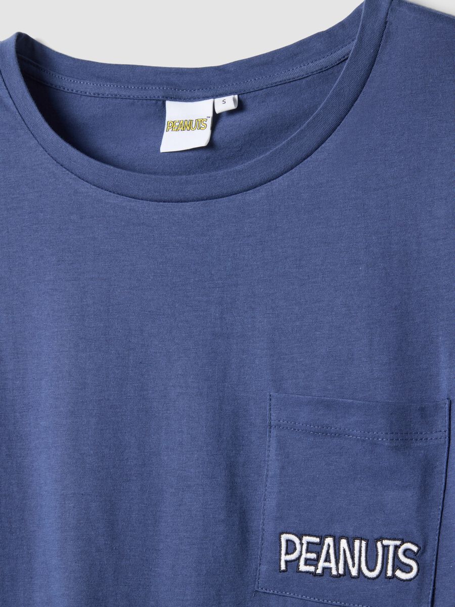 Blue pure cotton regular fit pyjamas with Peanuts prints_5