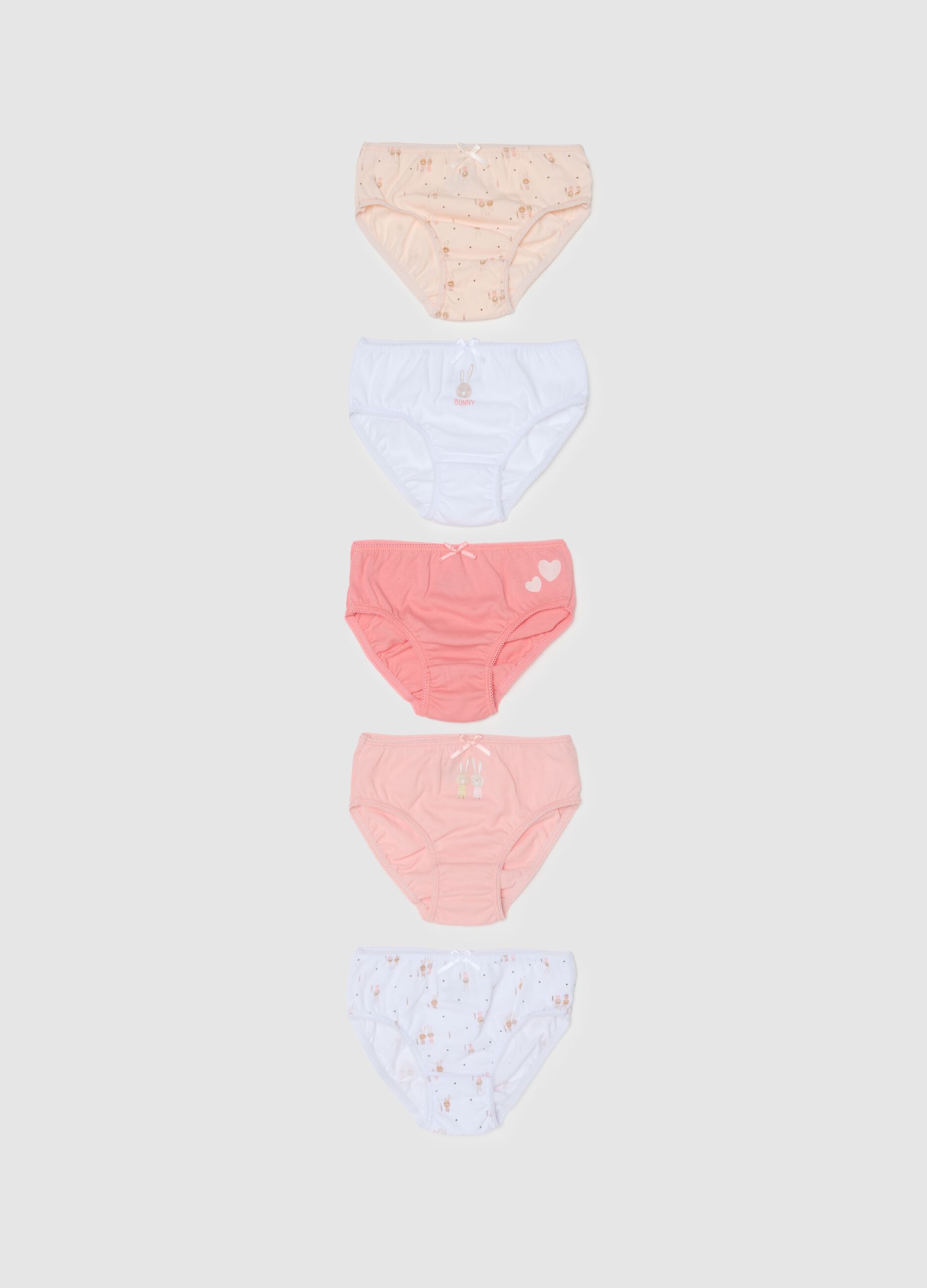 Multicolored pure cotton girl briefs set