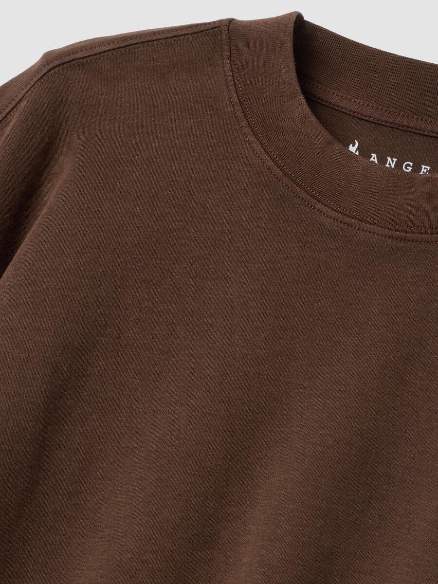 T-shirt marrone girocollo in puro cotone boxy fit_1