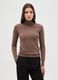 Brown ribbed high-neck sweater with regular fit_0