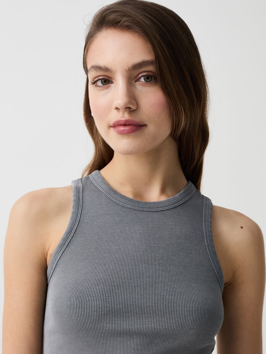 Fine-ribbed tank top_1