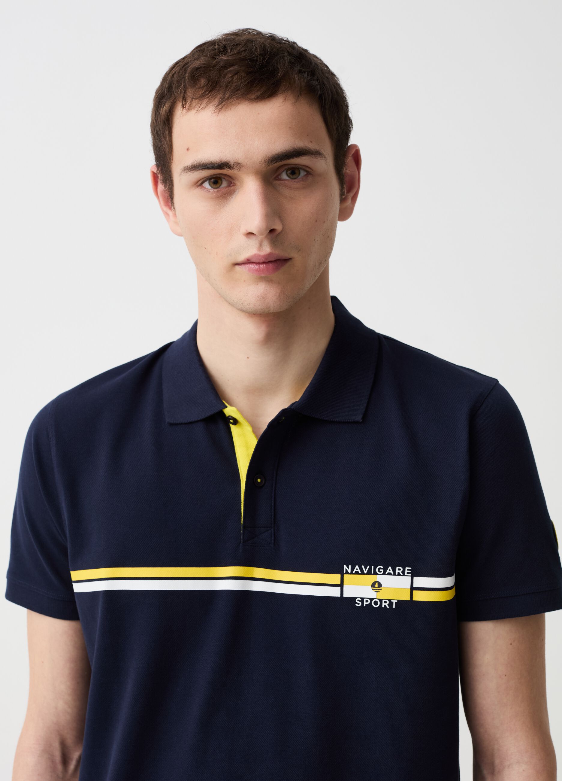 Navigare Sport polo shirt with detail and stripes