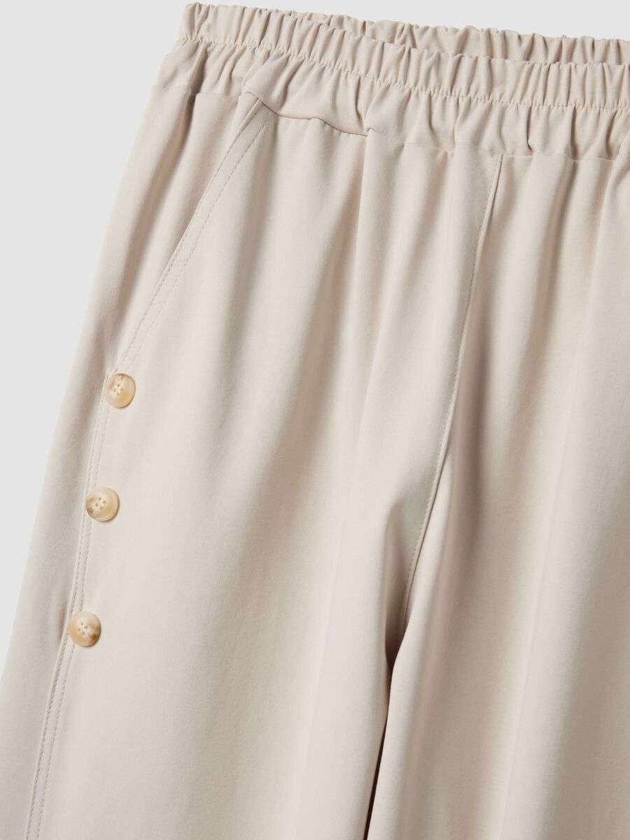 Beige Regular-Fit-Hose aus Stretch-Baumwolle mit elastischem Bund_5