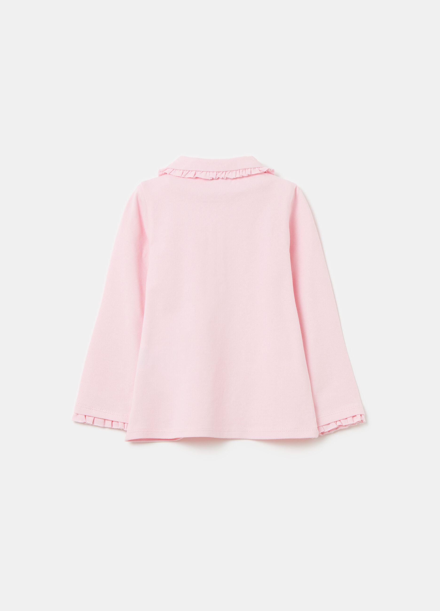 Piquet polo shirt with frills