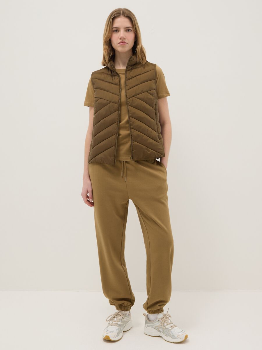 Brown padded gilet regular fit with zip_1