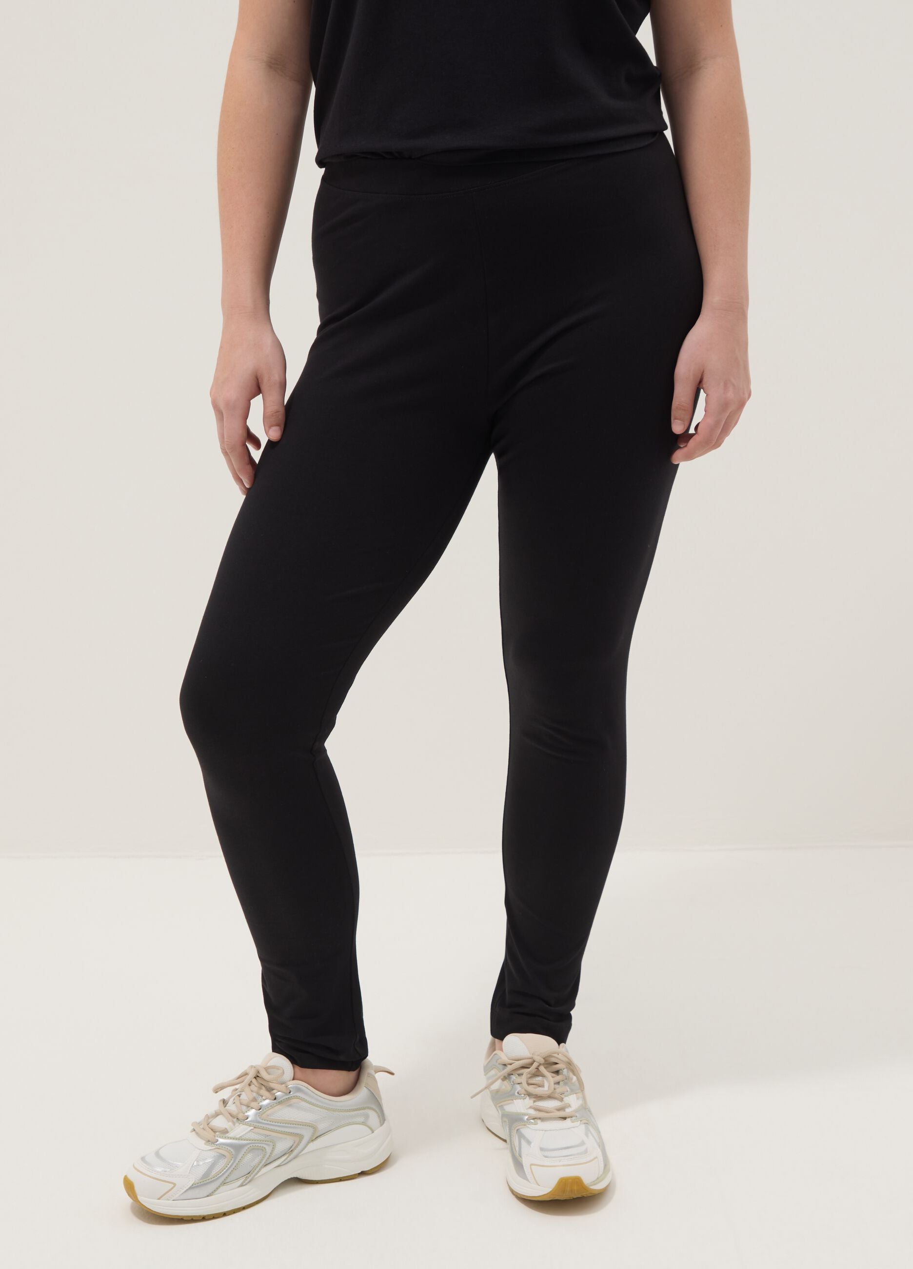 Schwarze Skinny-Fit-Leggings aus Stretch-Baumwolle