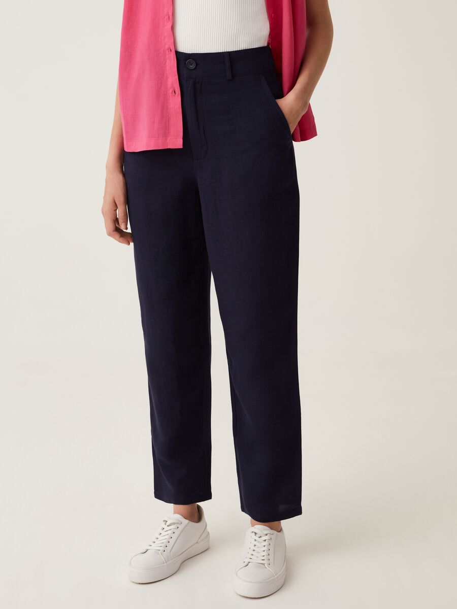 High-rise linen and viscose trousers_1