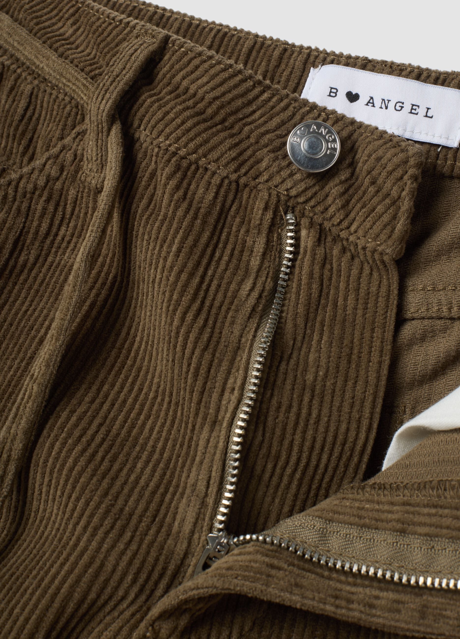 Pantaloni marroni in puro cotone a coste wide leg