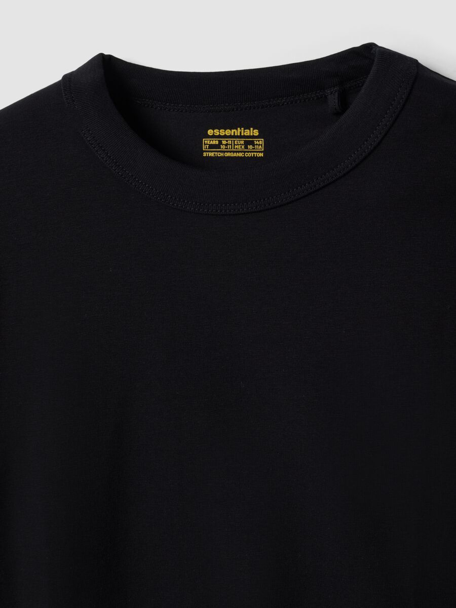 Schwarzes Regular-Fit T-Shirt aus elastischer Bio-Baumwolle f&uuml;r Jungen_6