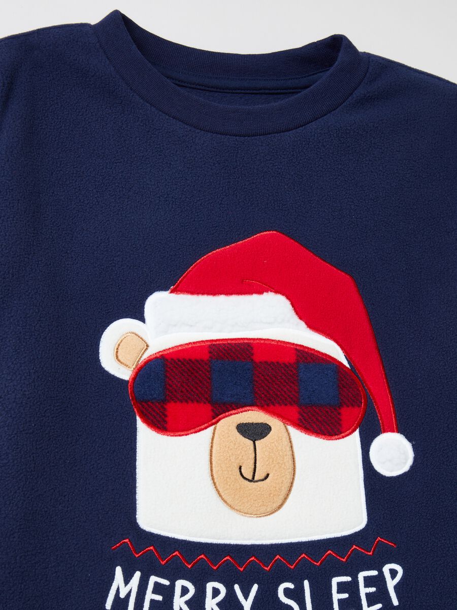 Fleece pyjamas with Christmas bear embroidery_2