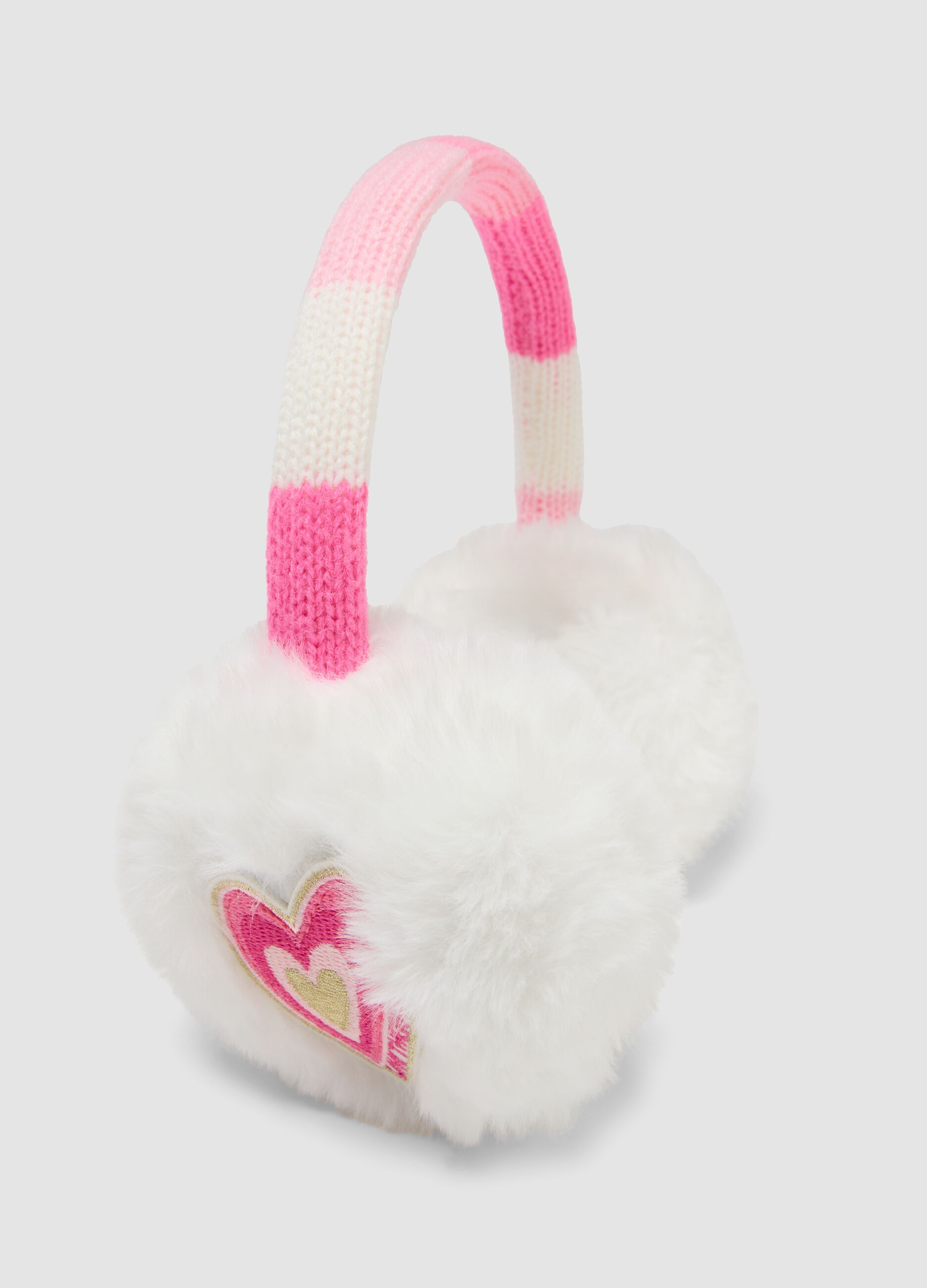 Copriorecchie bianchi con dettagli rosa