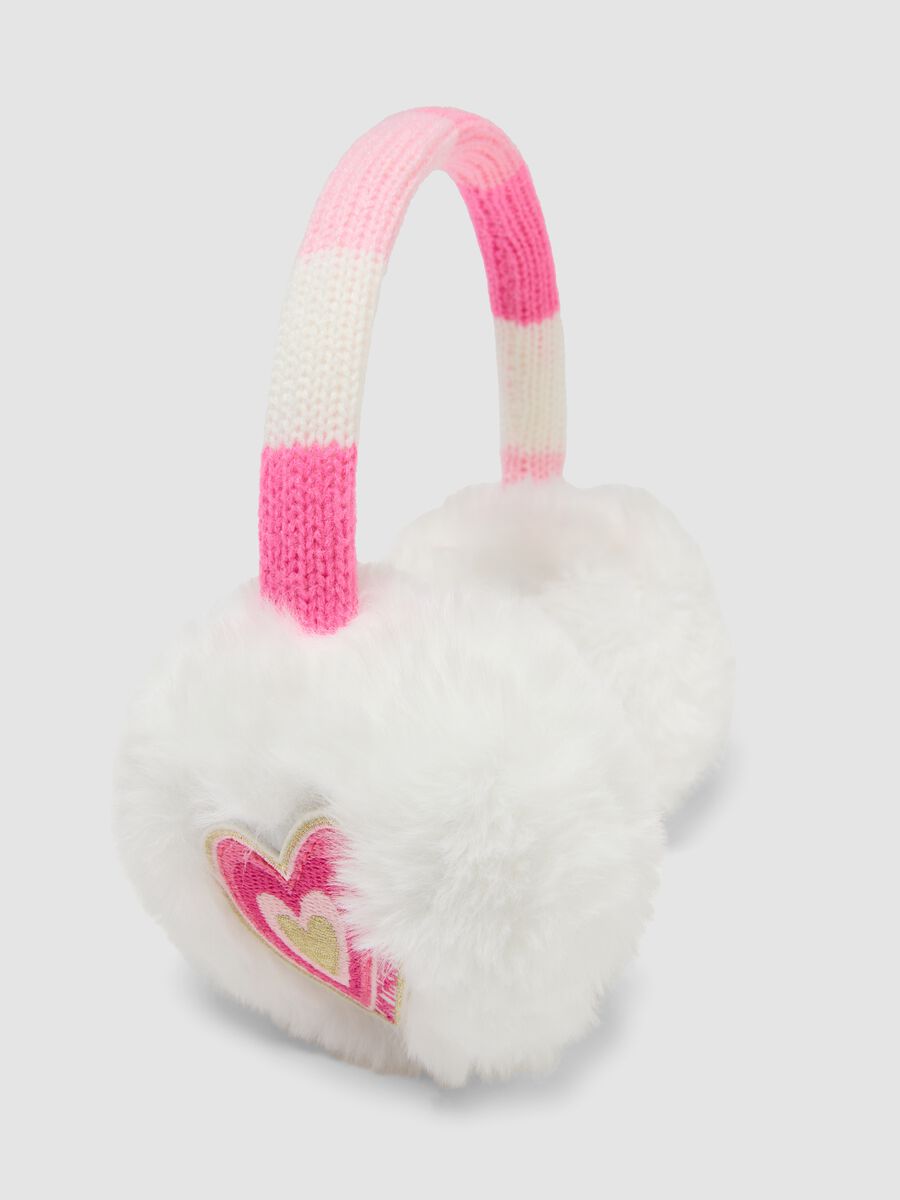Copriorecchie bianchi con dettagli rosa_1