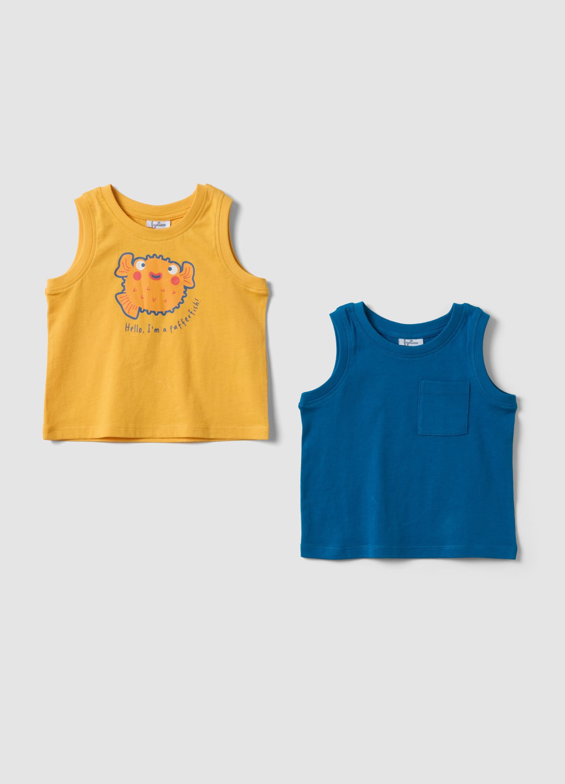 2-pack yellow pure cotton tank tops