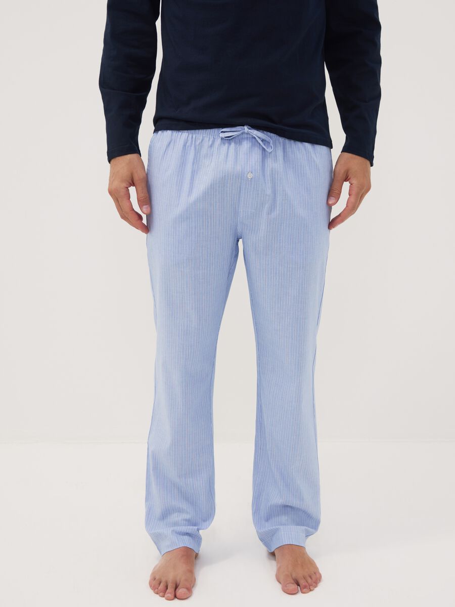 Pantal&oacute;n de pijama azul claro de algod&oacute;n org&aacute;nico puro_1
