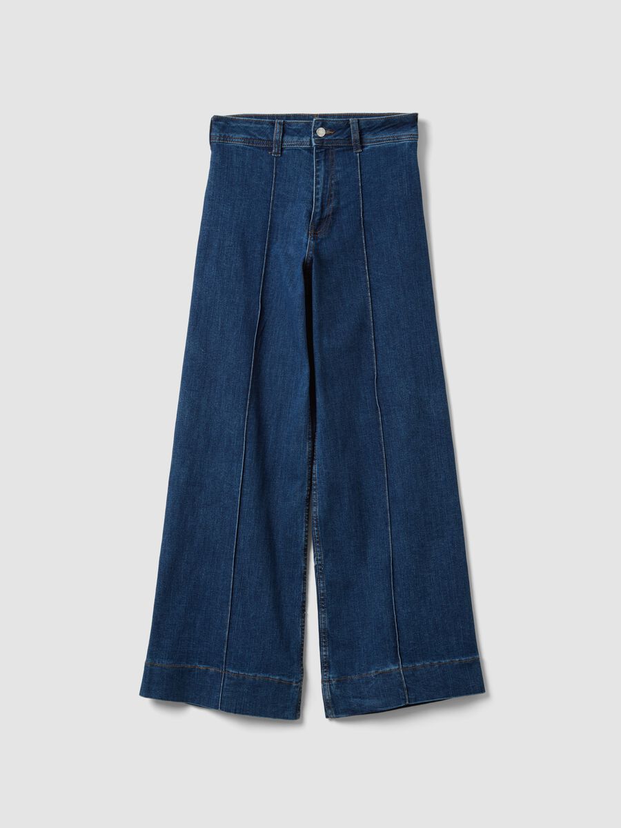 Blue wide-leg jeans in stretch cotton_4