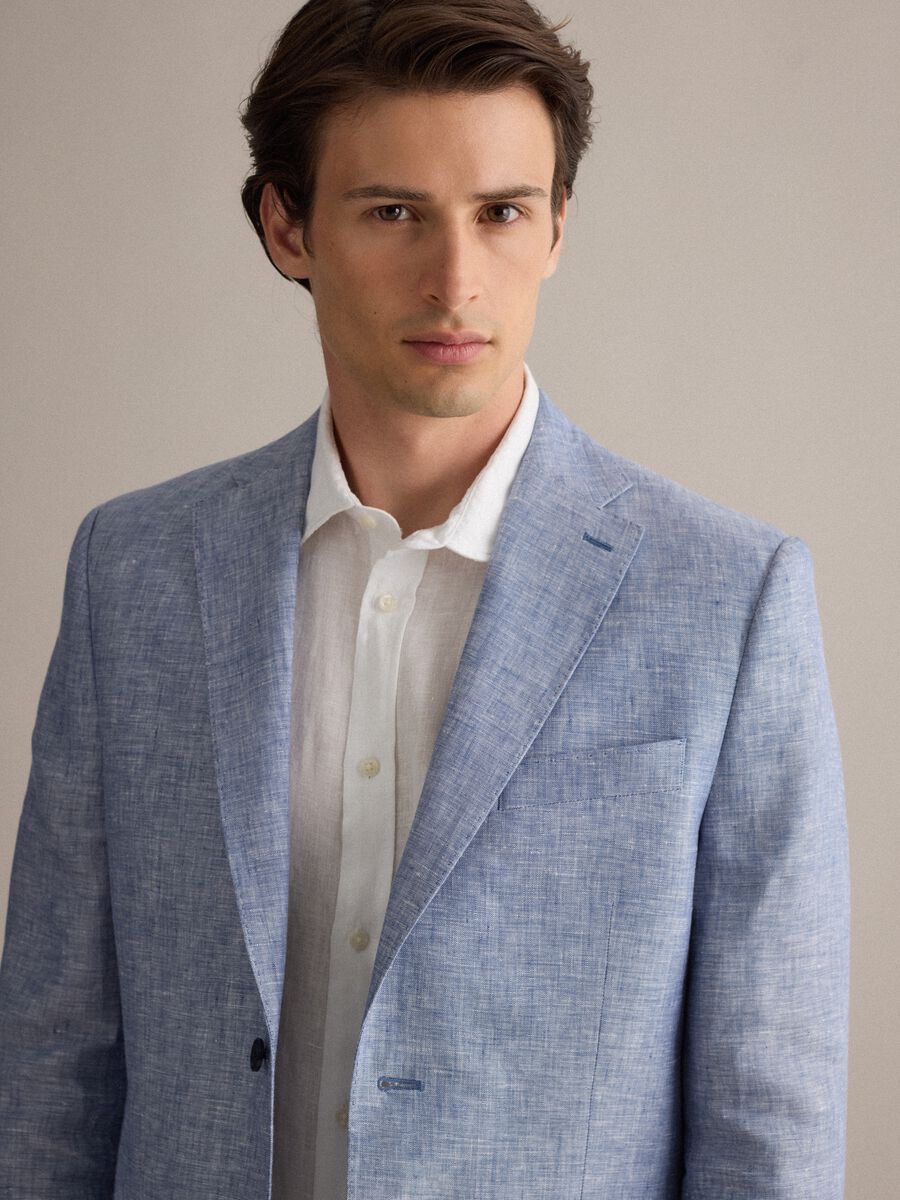 Sky-blue pure linen blazer_3