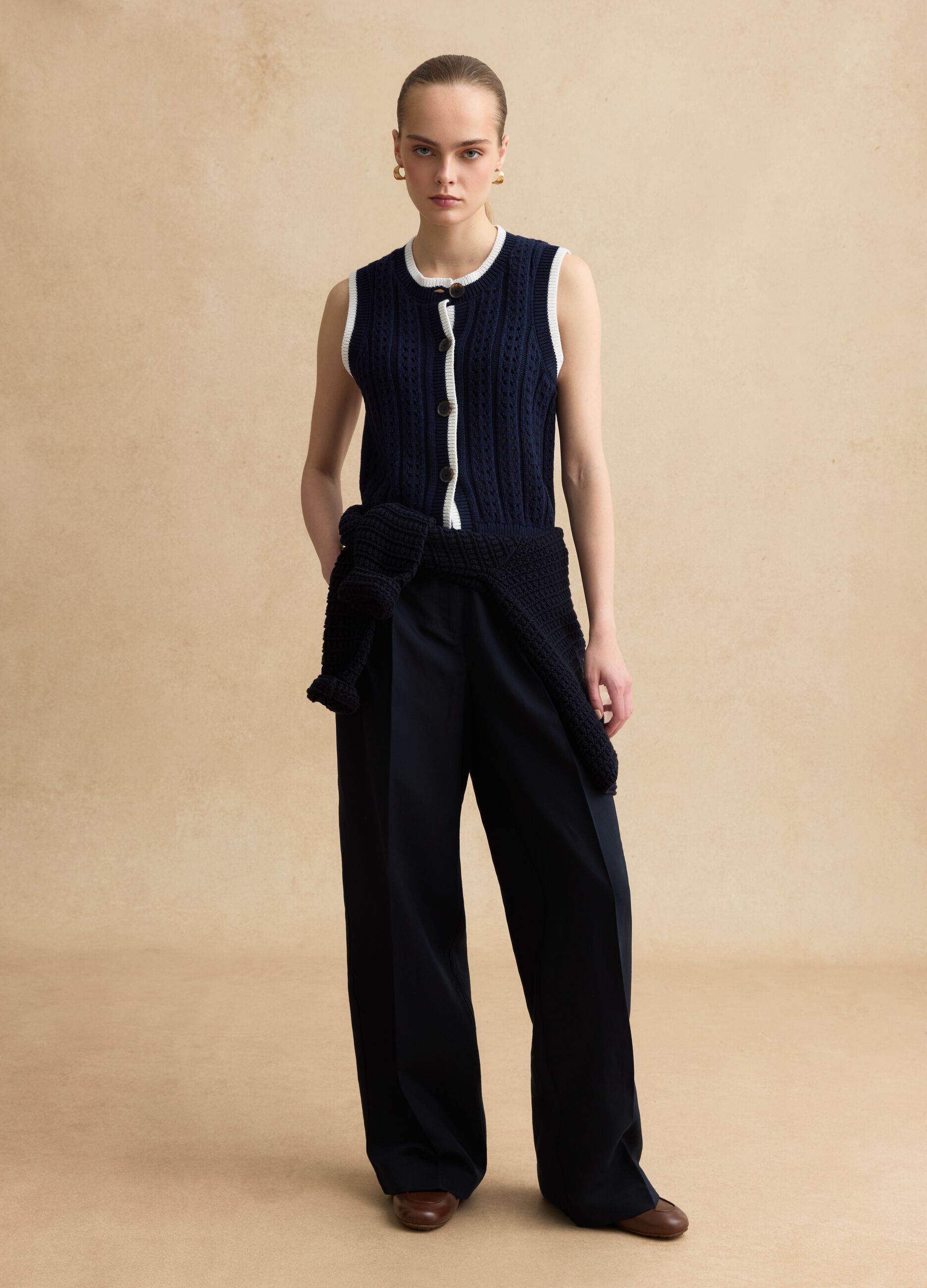 Colete de algod&atilde;o puro multicolor regular fit com design tecido