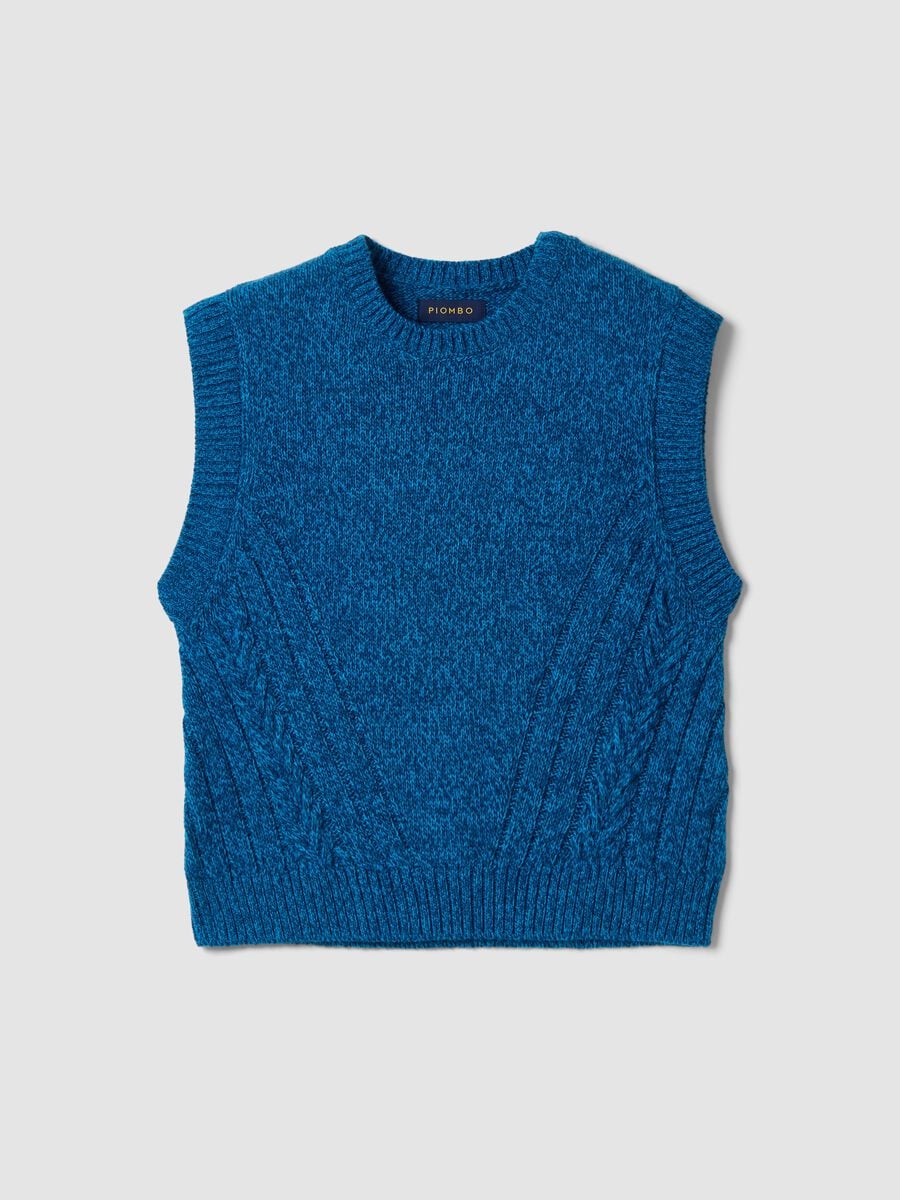 Gilet blu in misto lana con girocollo over fit_0