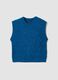 Gilet blu in misto lana con girocollo over fit_0
