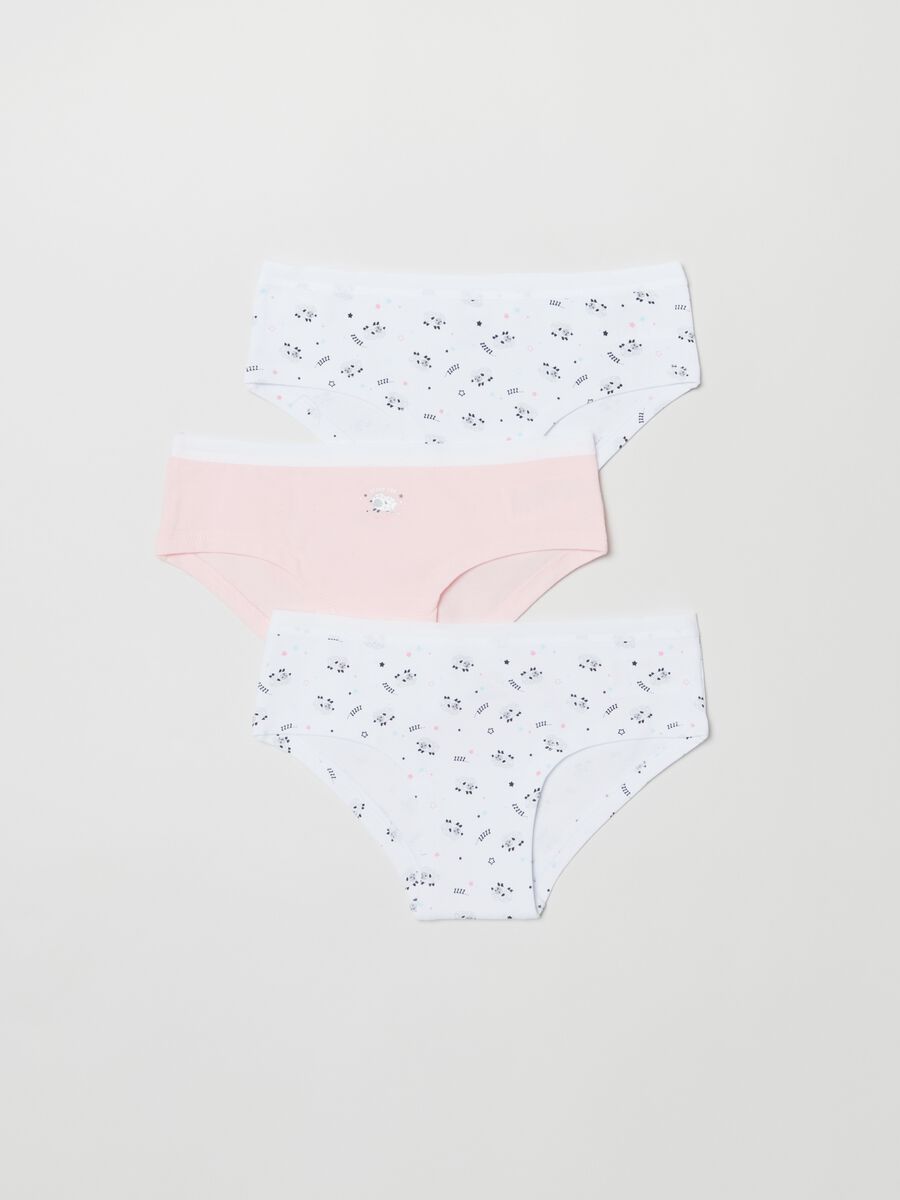 Three-pack stretch cotton printed knicker shorts_0