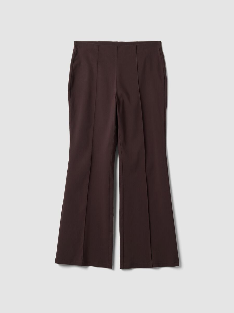 Brown flare trousers in stretch viscose_0
