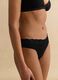 Black thong in stretch fabric with lace details_3