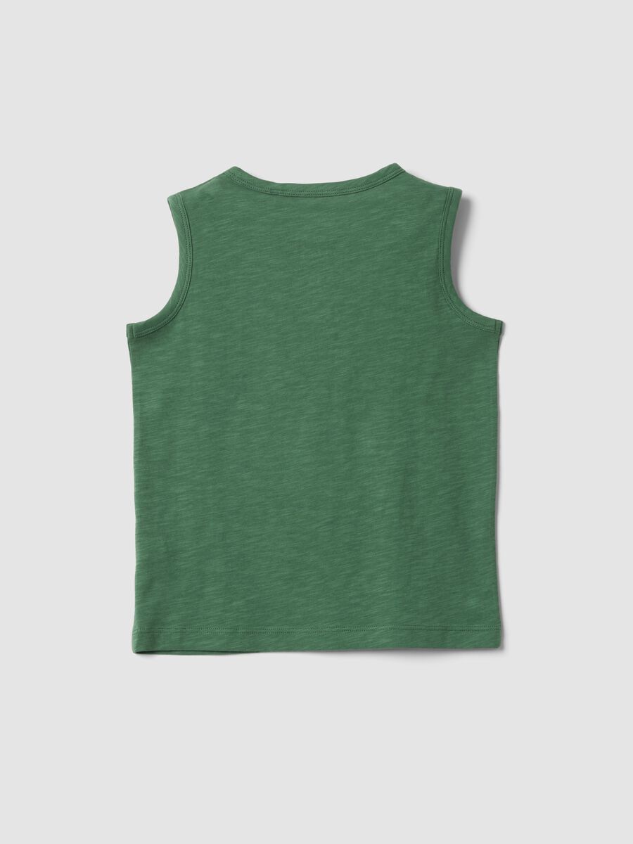 Camiseta de tirantes verde de algod&oacute;n puro con botones_1