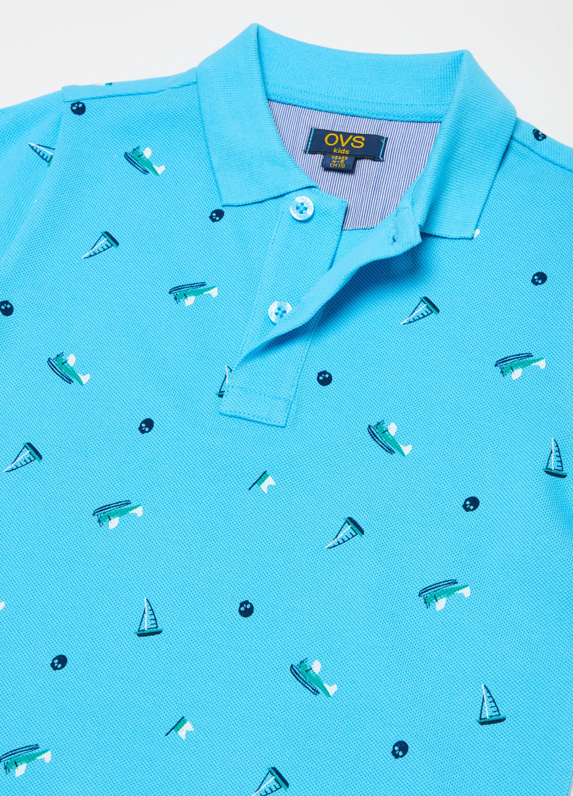 Polo shirt in pique with print