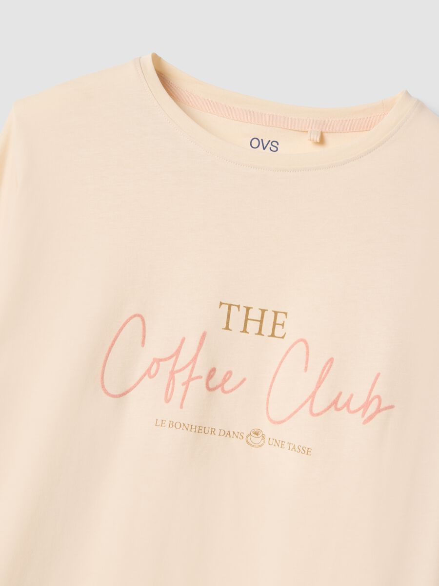 Beige regular fit pure cotton pyjamas with text_5