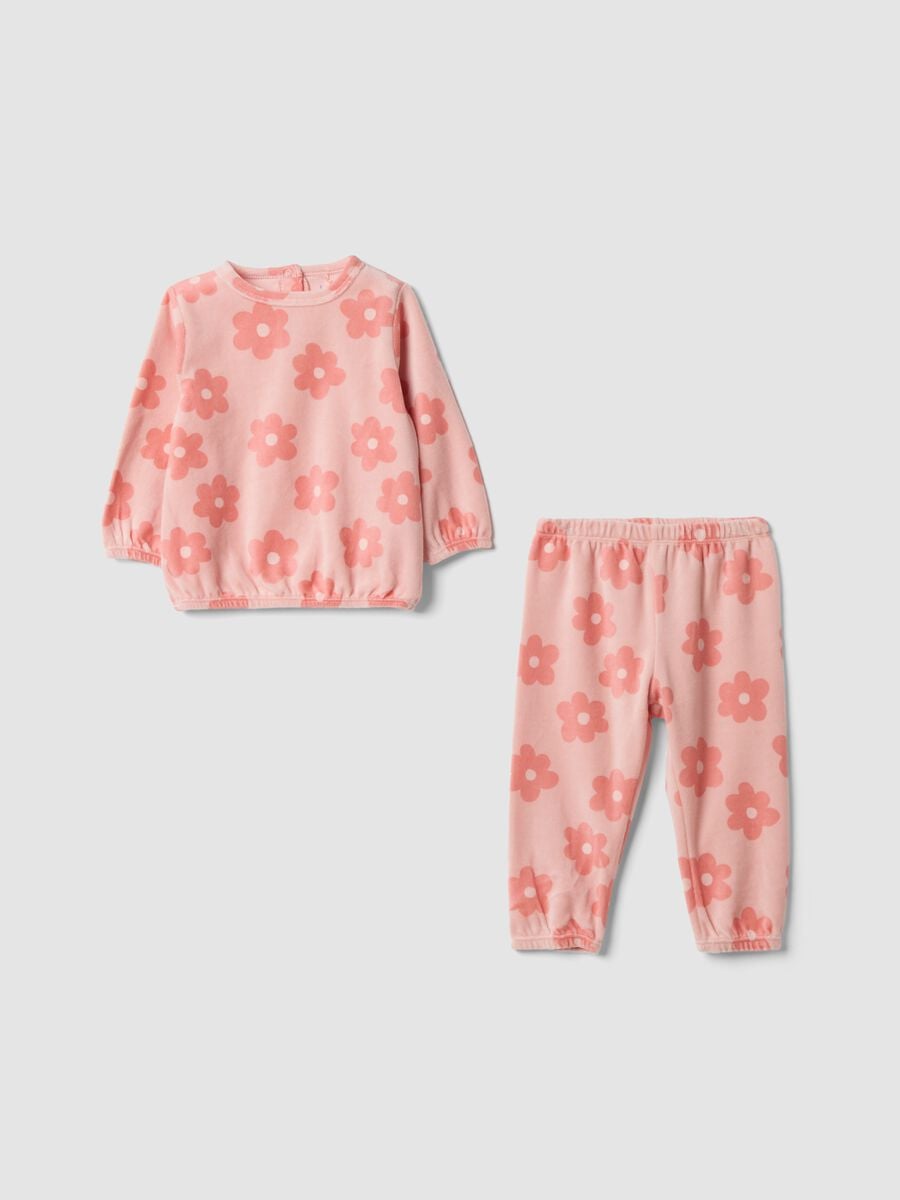Pigiama rosa chiaro in misto cotone con girocollo_0
