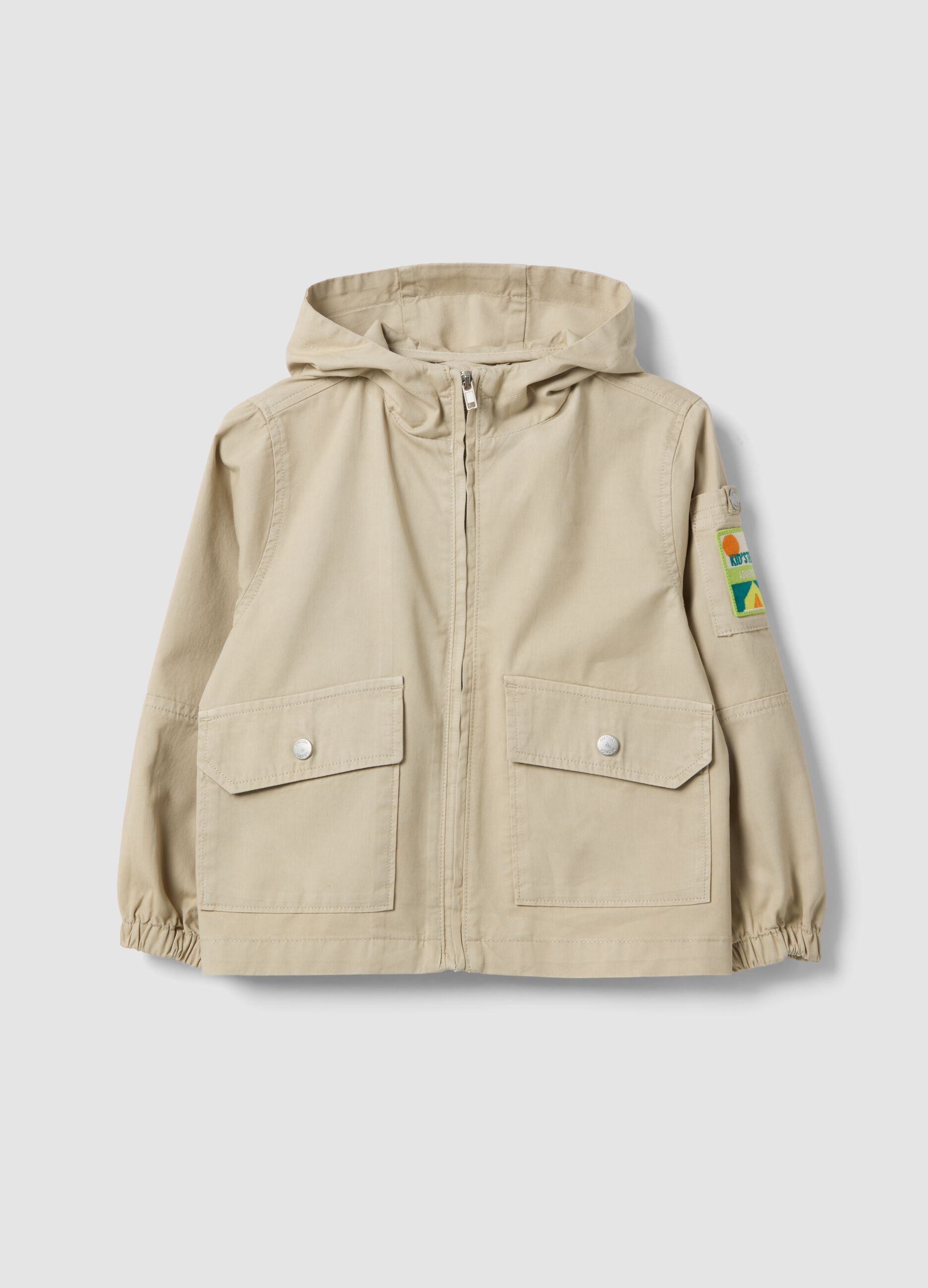 Boys' beige pure cotton jacket regular fit