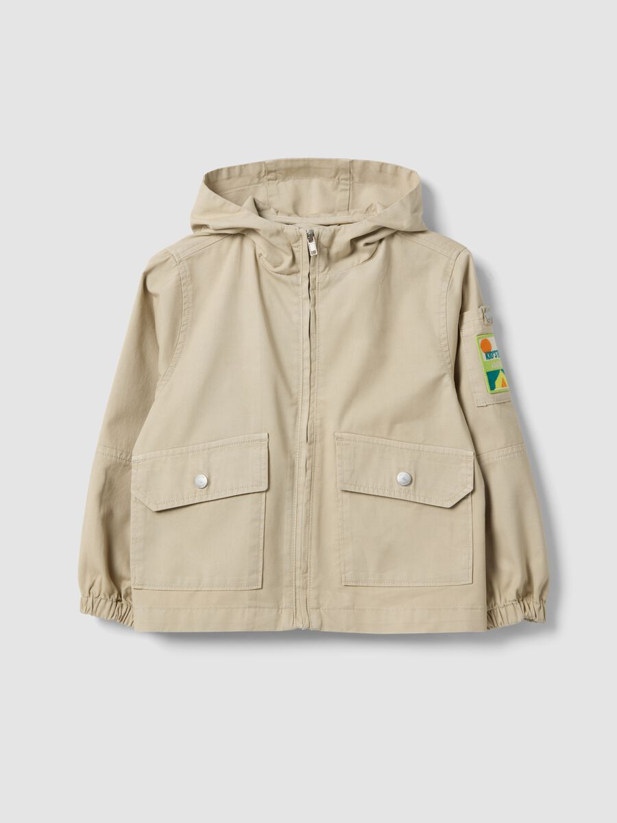 Boys' beige pure cotton jacket regular fit_0